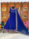 Royal Blue Color Round Flair Party Wear Gown