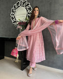 Pure Rayon Embroidery Pinke Salwar Kameez