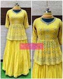 Yellow Color Heavy Chiken Kari Work Suit With Bottom Dupatta