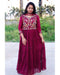 Maroon Embroidery Work Designer Gown For Girls