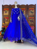 Royal Blue Designer Heavy Work Gown Online