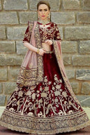 Pure Velvet Maroon Color Lehenga Choli(Bridal Maroon)