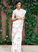 Designer Ethnic Organza Silk Fancy White Printed Saree SY 5947