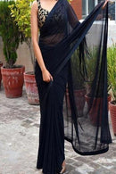 Traditional Regular Satin Silk Black Fancy Online Saree SY 5963