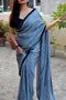 One piece Soft Lining Pure Organdy Silk Black Saree SY 6367