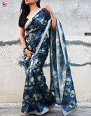 Multi Colored Digital Silk Printed Satin Sarees SY 6380