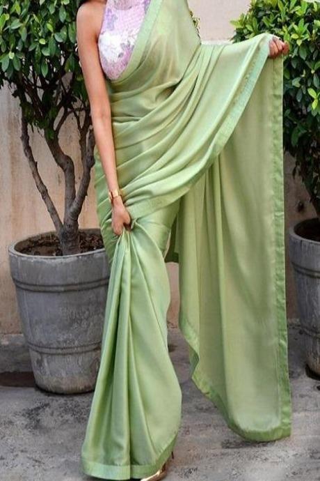 Designer Wear Ethnic Satin Silk Fancy C Green Saree SY 5940