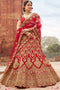 Red Embroidered Soft Taffeta Lehenga Choli