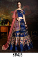 Royal Blue Embroidered Fancy Work Taffeta Silk Lehenga Choli