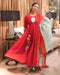 Red Color Designer Border Work Gown For Ladies