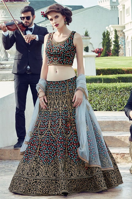 Designer black Embroidered Lehenga Choli With Blouse