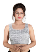 Gray  Sequance Readymade Saree Blouse