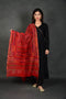 Red Banarasi Silk Dupatta with Bhandej design.