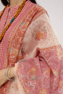 Pink Jade block printed dupatta