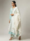 Off White Silk Chanderi Scalloped Dupatta