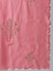 Pink Silk Chanderi Scalloped Dupatta With Zari Embroidered Floral Motifs