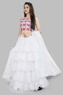 Amazing White Ruffle Lehenga Choli Design